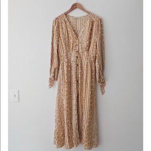 NWT Jodiful Printed Long Sleeve Boho Midi Dress